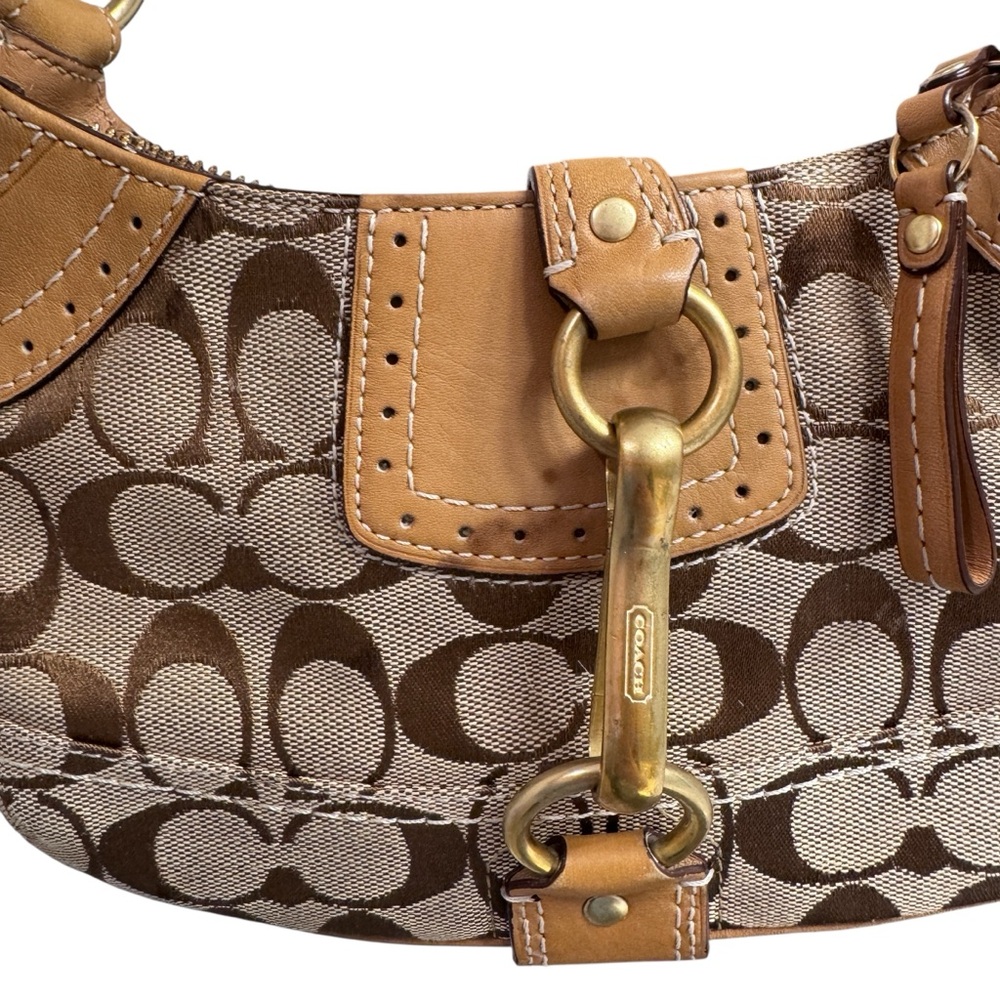 VTG Coach Signature C Hamptons Mini Hobo Shoulder Bag Wallet Y2K Tan Gold 10534 - Picture 4 of 16